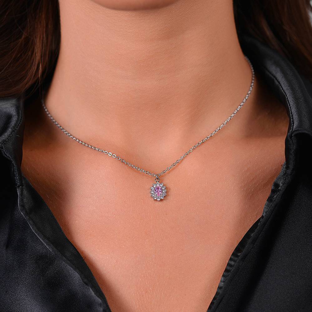 COLLANA DONNA IN ACCIAIO CRISTALLI E ZIRCONE ROSA