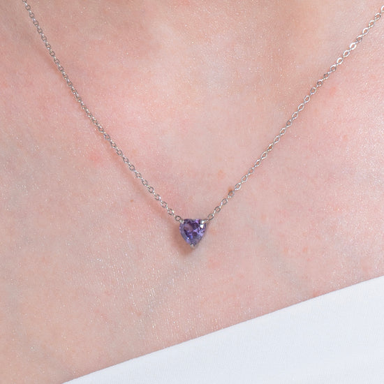 COLLANA DONNA IN ACCIAIO CON CUORE CRISTALLO VIOLA