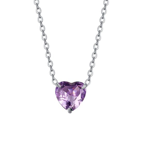 COLLANA DONNA IN ACCIAIO CON CUORE CRISTALLO VIOLA