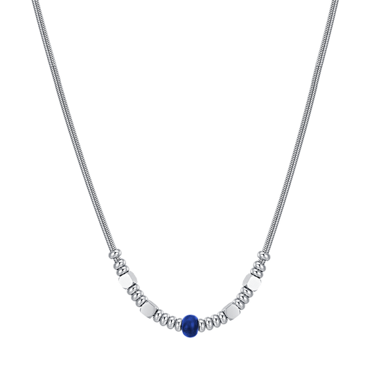 COLLANA UOMO IN ACCIAIO CON PIETRA BLU