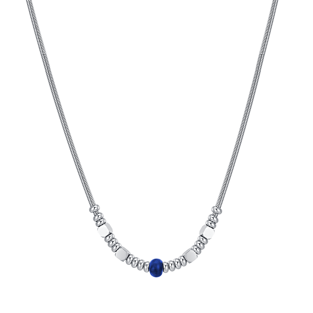 COLLANA UOMO IN ACCIAIO CON PIETRA BLU