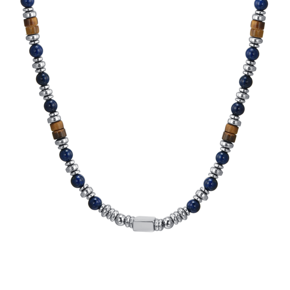 COLLANA UOMO IN ACCIAIO CON PIETRA LAPIS