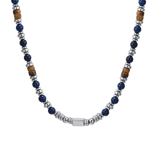 COLLANA UOMO IN ACCIAIO CON PIETRA LAPIS