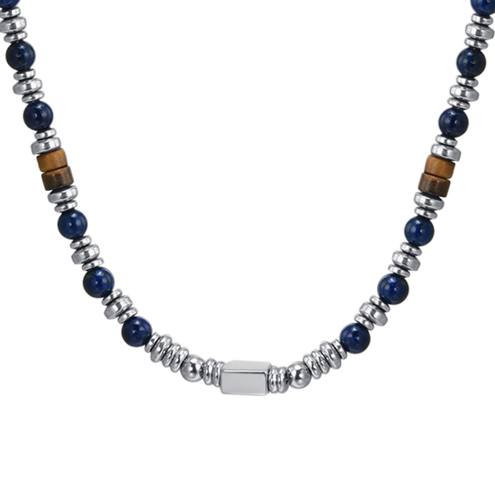 COLLANA UOMO IN ACCIAIO CON PIETRA LAPIS