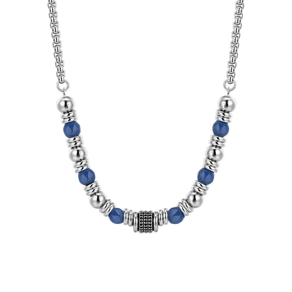 COLLANA UOMO IN ACCIAIO SODALITE BLU