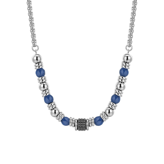 COLLANA UOMO IN ACCIAIO SODALITE BLU