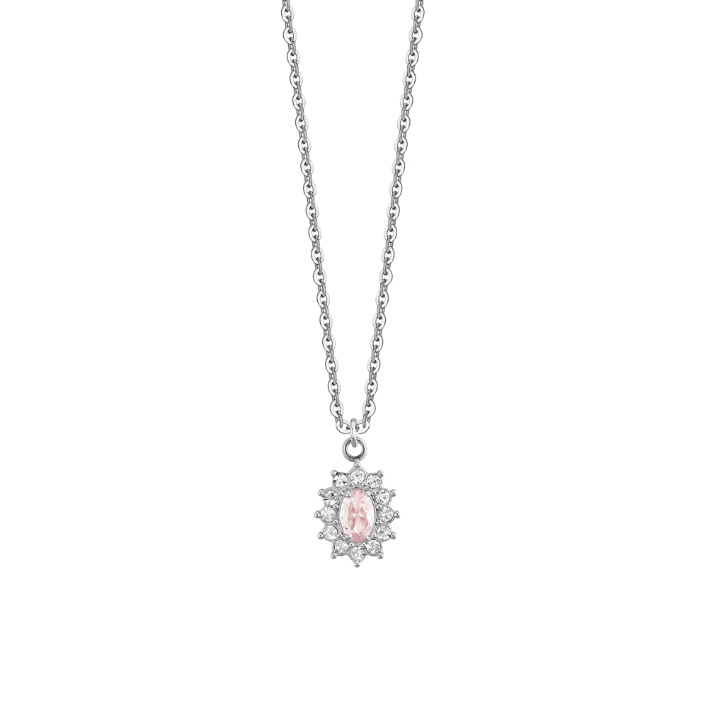 COLLANA DONNA IN ACCIAIO CRISTALLI E ZIRCONE ROSA Luca Barra