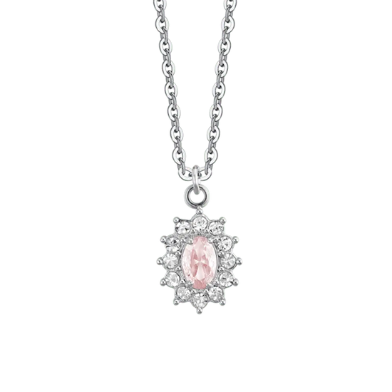 COLLANA DONNA IN ACCIAIO CRISTALLI E ZIRCONE ROSA Luca Barra