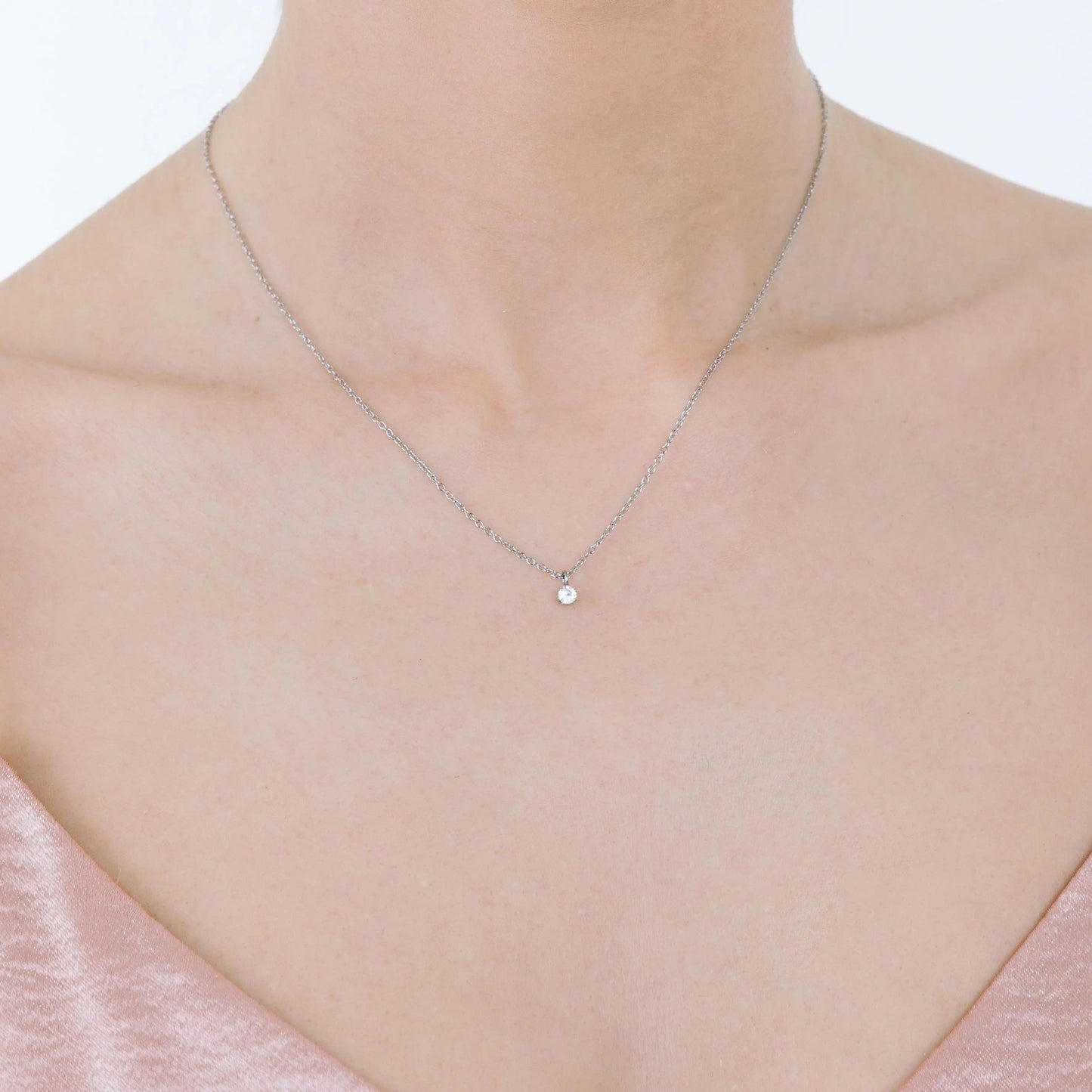 COLLANA DONNA PUNTO LUCE IN ACCIAIO CON CRISTALLO BIANCO DA 3MM Luca Barra