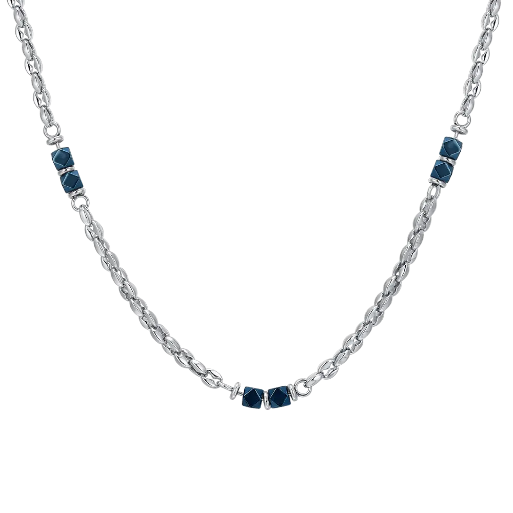 COLLANA UOMO IN ACCIAIO EMATITE BLU Luca Barra