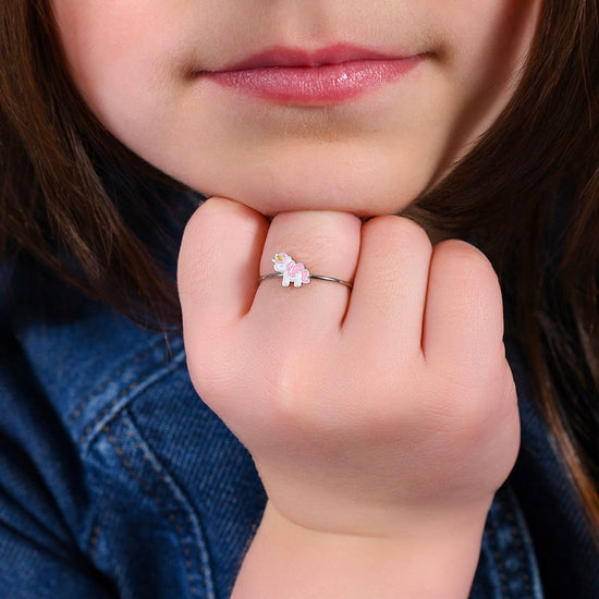 ANELLO BAMBINA IN ACCIAIO CON UNICORNO