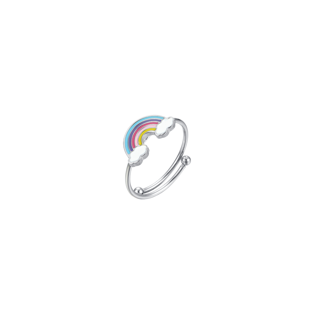 ANELLO BAMBINA IN ACCIAIO CON ARCOBALENO