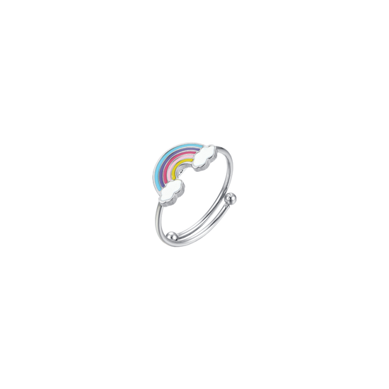 ANELLO BAMBINA IN ACCIAIO CON ARCOBALENO