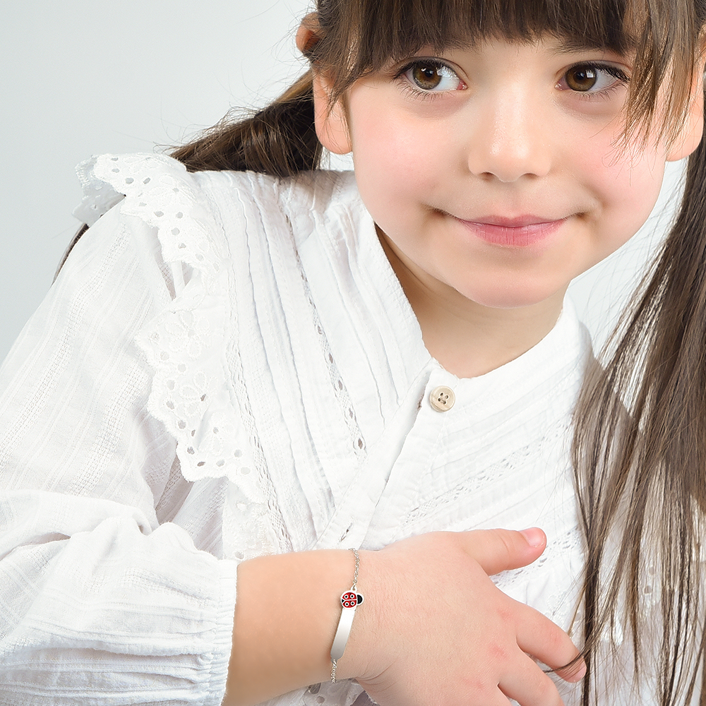 BRACCIALE BAMBINA PERSONALIZZABILE IN ACCIAIO CON COCCINELLA Luca Barra