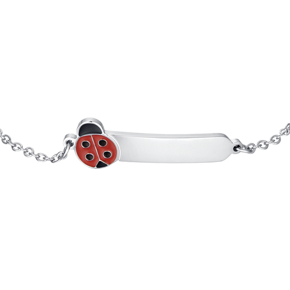 BRACCIALE BAMBINA PERSONALIZZABILE IN ACCIAIO CON COCCINELLA Luca Barra