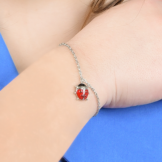 BRACCIALE BAMBINA IN ACCIAIO CON COCCINELLA