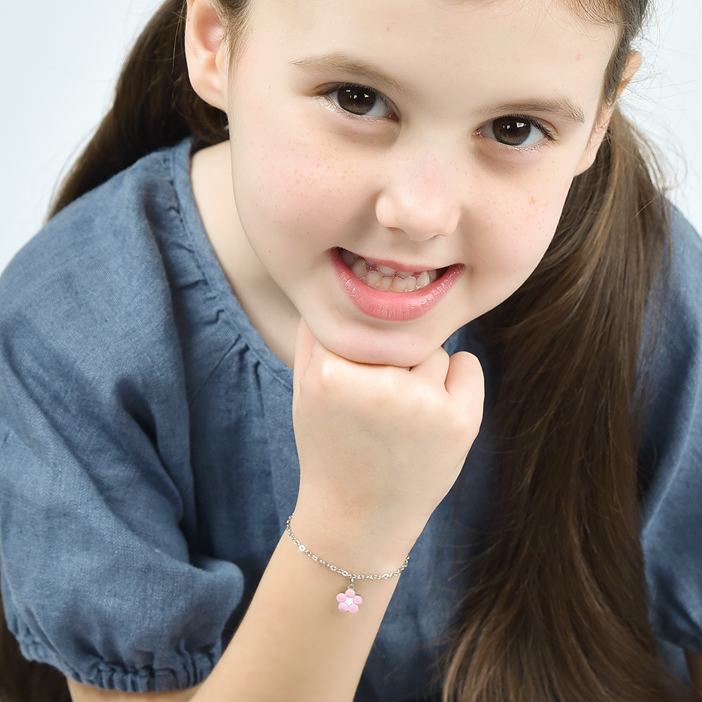 BRACCIALE BAMBINA IN ACCIAIO CON FIORE