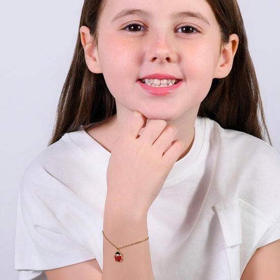 BRACCIALE BAMBINA IN ACCIAIO IP GOLD CON COCCINELLA