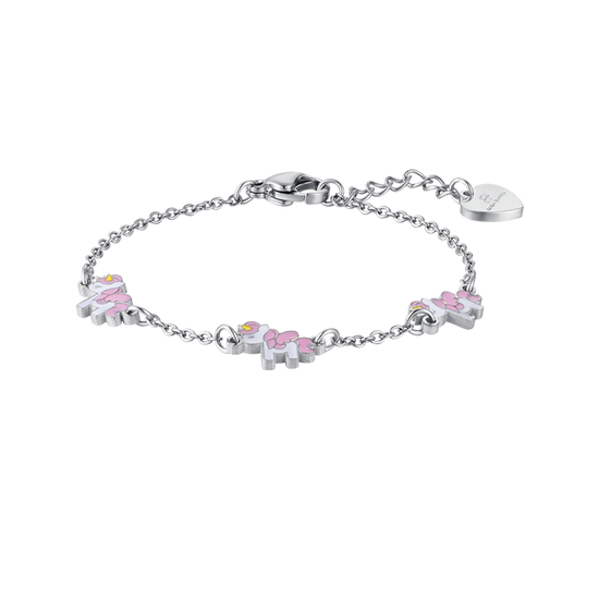 BRACCIALE BAMBINA IN ACCIAIO CON UNICORNI