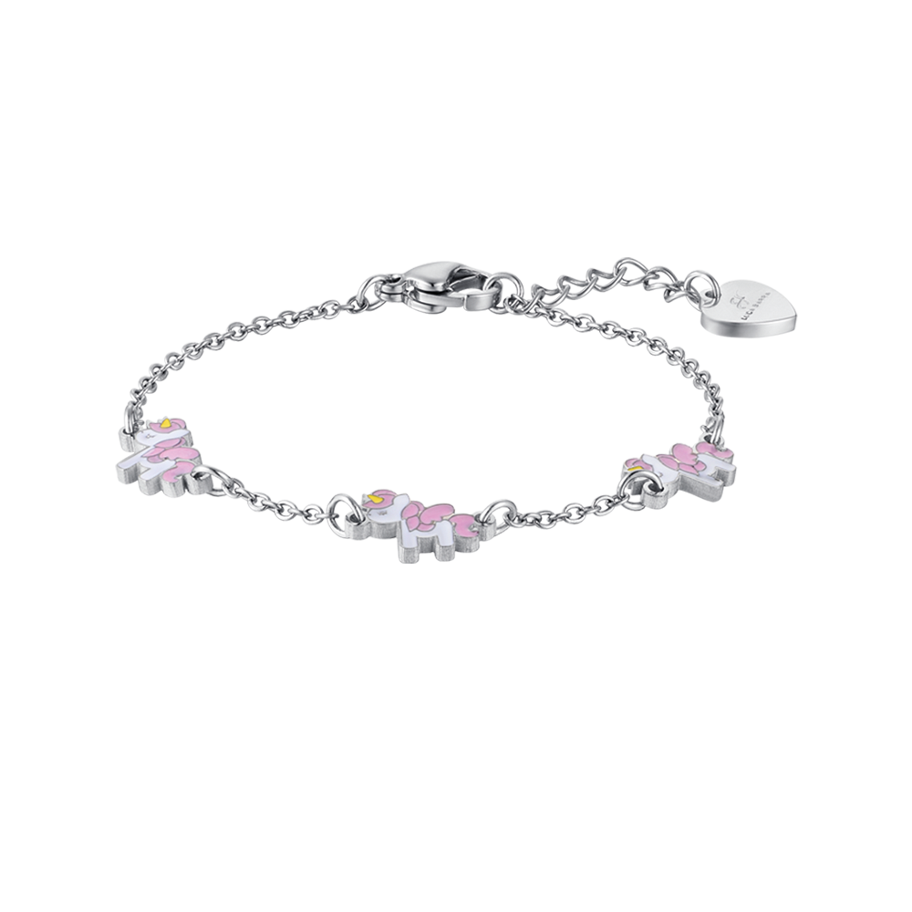 BRACCIALE BAMBINA IN ACCIAIO CON UNICORNI