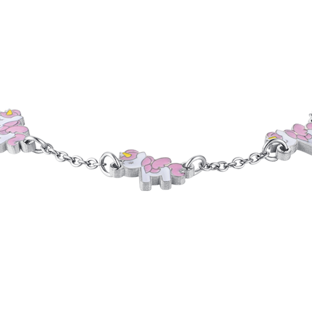 BRACCIALE BAMBINA IN ACCIAIO CON UNICORNI