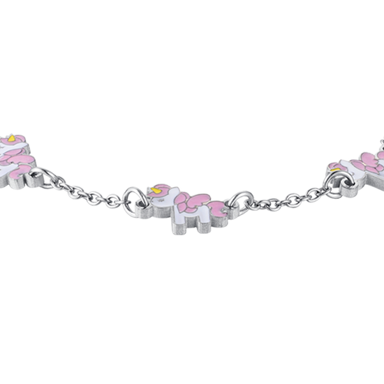 BRACCIALE BAMBINA IN ACCIAIO CON UNICORNI