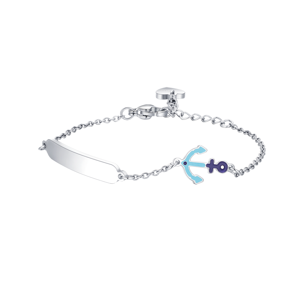 BRACCIALE BAMBINO IN ACCIAIO CON ANCORA BLU