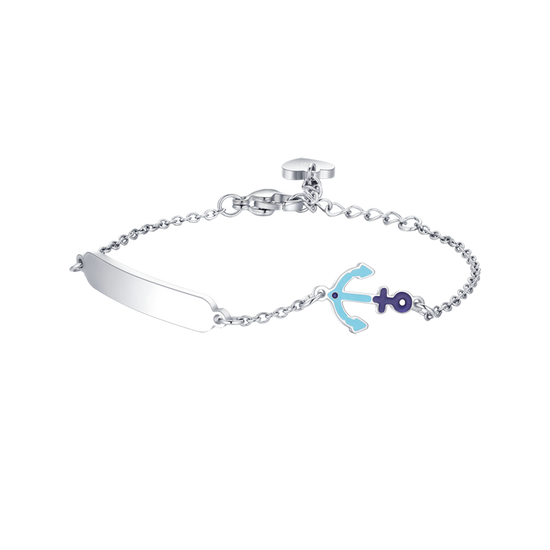 BRACCIALE BAMBINO IN ACCIAIO CON ANCORA BLU