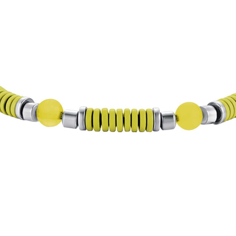 BRACCIALE BAMBINA IN ACCIAIO CON PIETRE GIALLE ED ELEMENTI CON SMALTO GIALLO