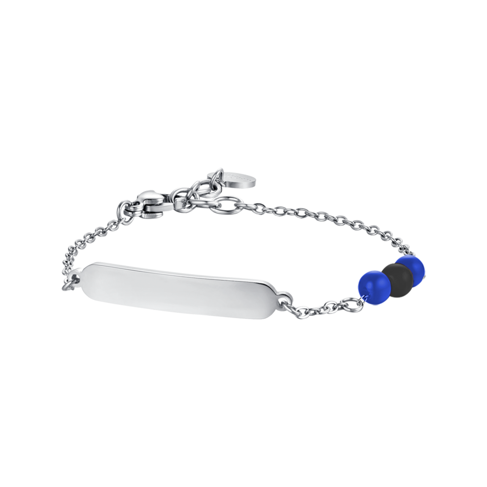 BRACCIALE BAMBINO IN ACCIAIO CON PIETRE BLU E NERE Luca Barra