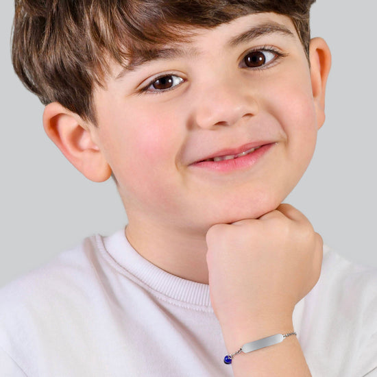 BRACCIALE BAMBINO IN ACCIAIO CON PIETRE BLU E NERE Luca Barra