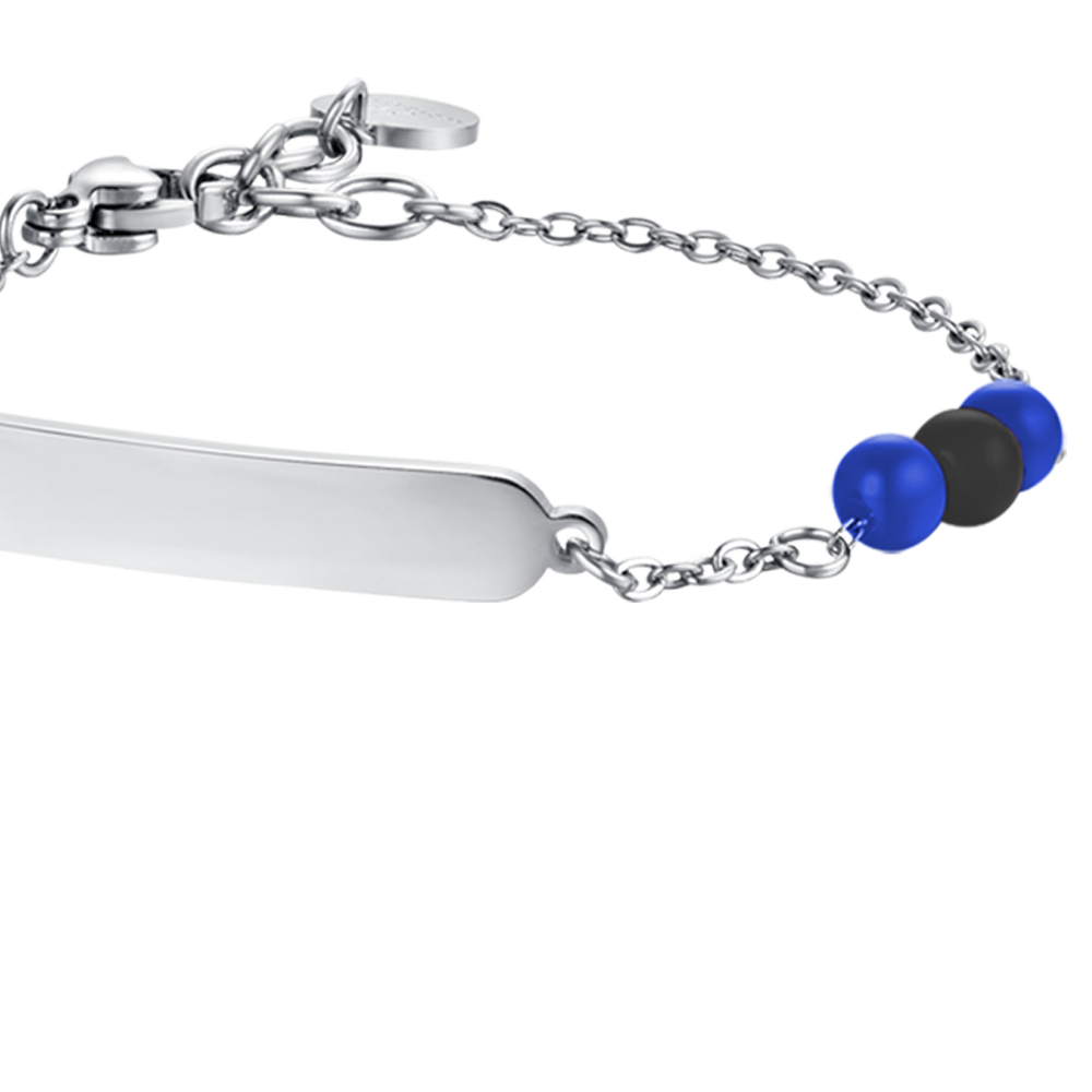 BRACCIALE BAMBINO IN ACCIAIO CON PIETRE BLU E NERE Luca Barra