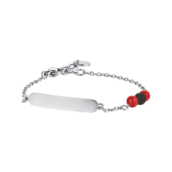 BRACCIALE BAMBINO IN ACCIAIO CON PIETRE ROSSE E NERE