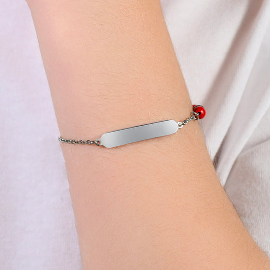 BRACCIALE BAMBINO IN ACCIAIO CON PIETRE ROSSE E NERE