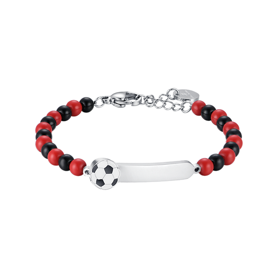 BRACCIALE BAMBINO IN ACCIAIO CON PIETRE ROSSE E NERE Luca Barra