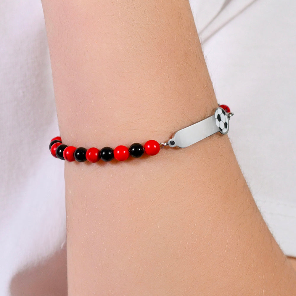 BRACCIALE BAMBINO IN ACCIAIO CON PIETRE ROSSE E NERE Luca Barra