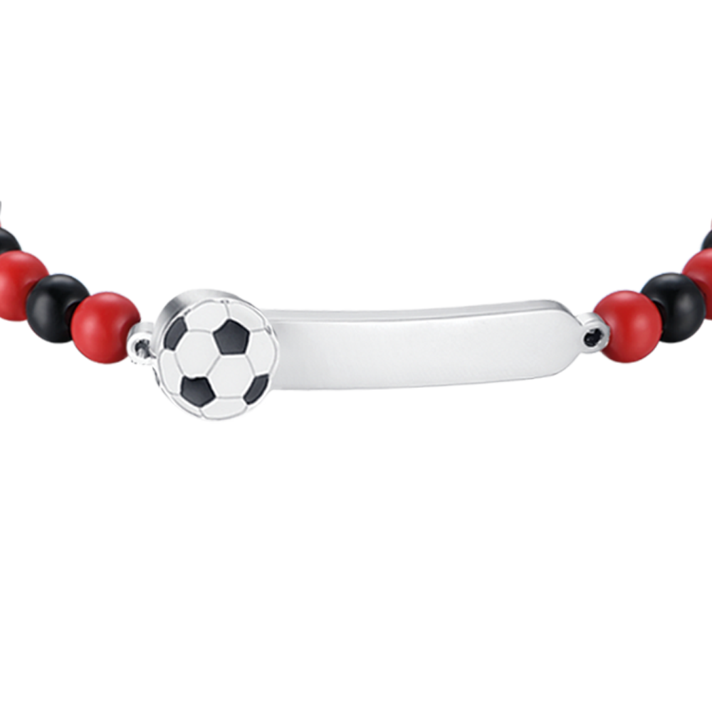 BRACCIALE BAMBINO IN ACCIAIO CON PIETRE ROSSE E NERE Luca Barra