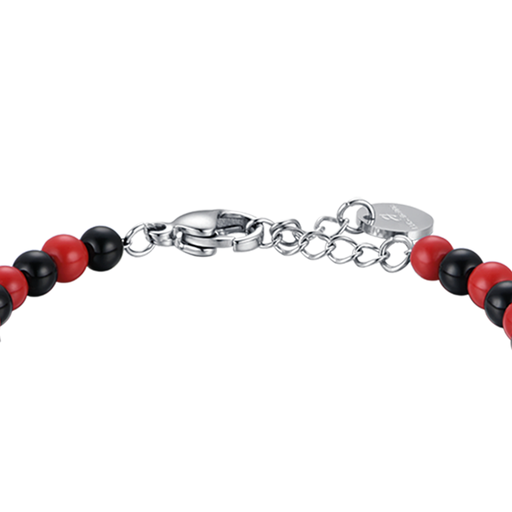 BRACCIALE BAMBINO IN ACCIAIO CON PIETRE ROSSE E NERE Luca Barra