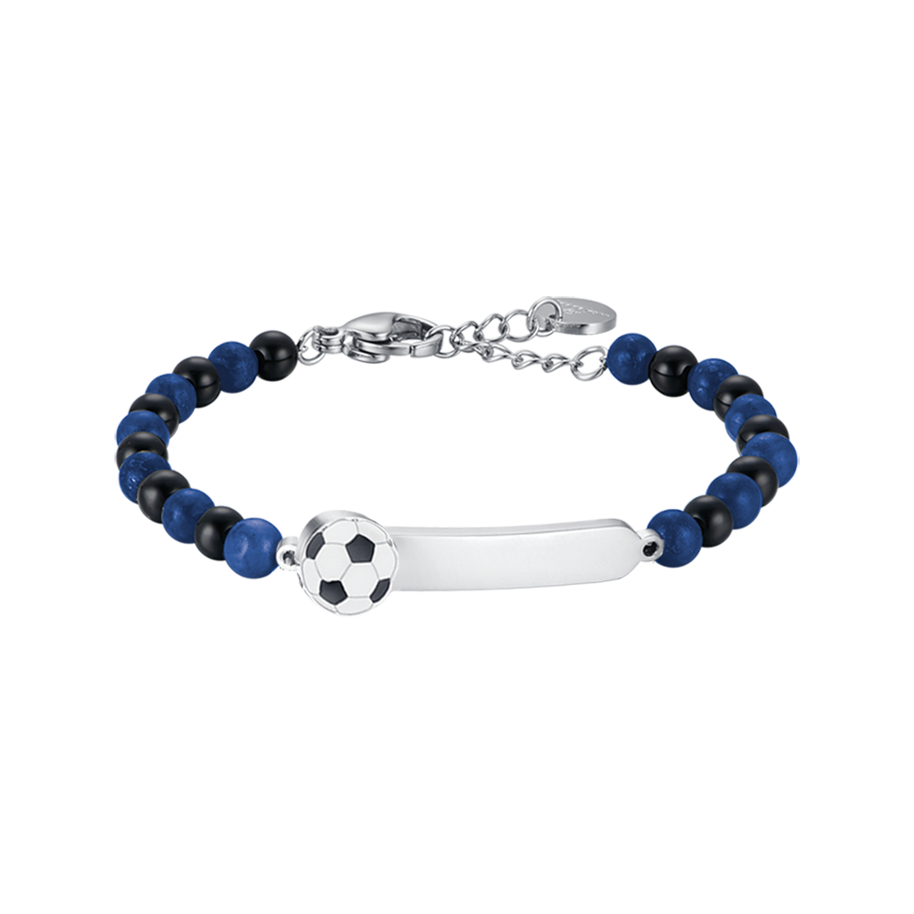 BRACCIALE BAMBINO IN ACCIAIO CON PIETRE BLU E NERE