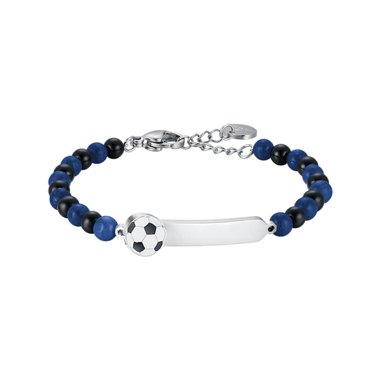 BRACCIALE BAMBINO IN ACCIAIO CON PIETRE BLU E NERE