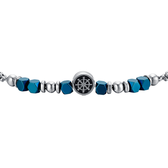 BRACCIALE BAMBINO IN ACCIAIO CON EMATITE BLU E TIMONE