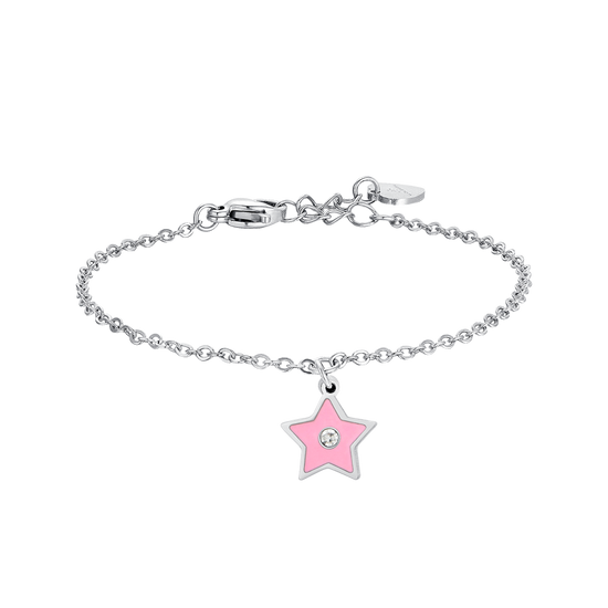 BRACCIALE BAMBINA IN ACCIAIO SMALTO ROSA