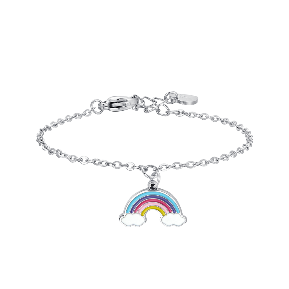 BRACCIALE BAMBINA IN ACCIAIO CON ARCOBALENO