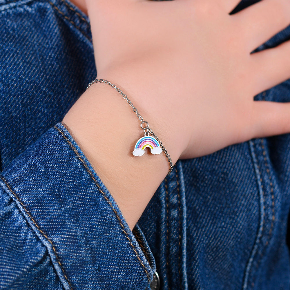 BRACCIALE BAMBINA IN ACCIAIO CON ARCOBALENO