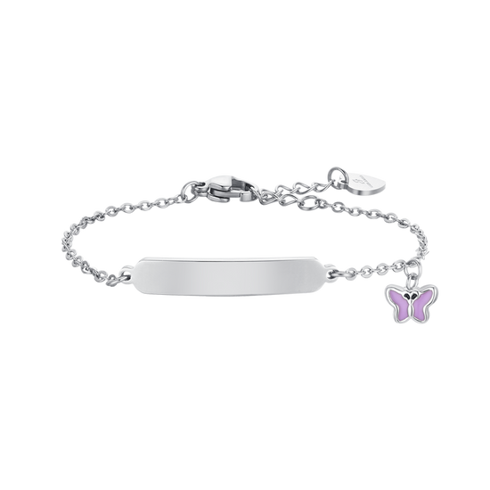 BRACCIALE BAMBINA IN ACCIAIO SMALTO VIOLA E PIASTRA