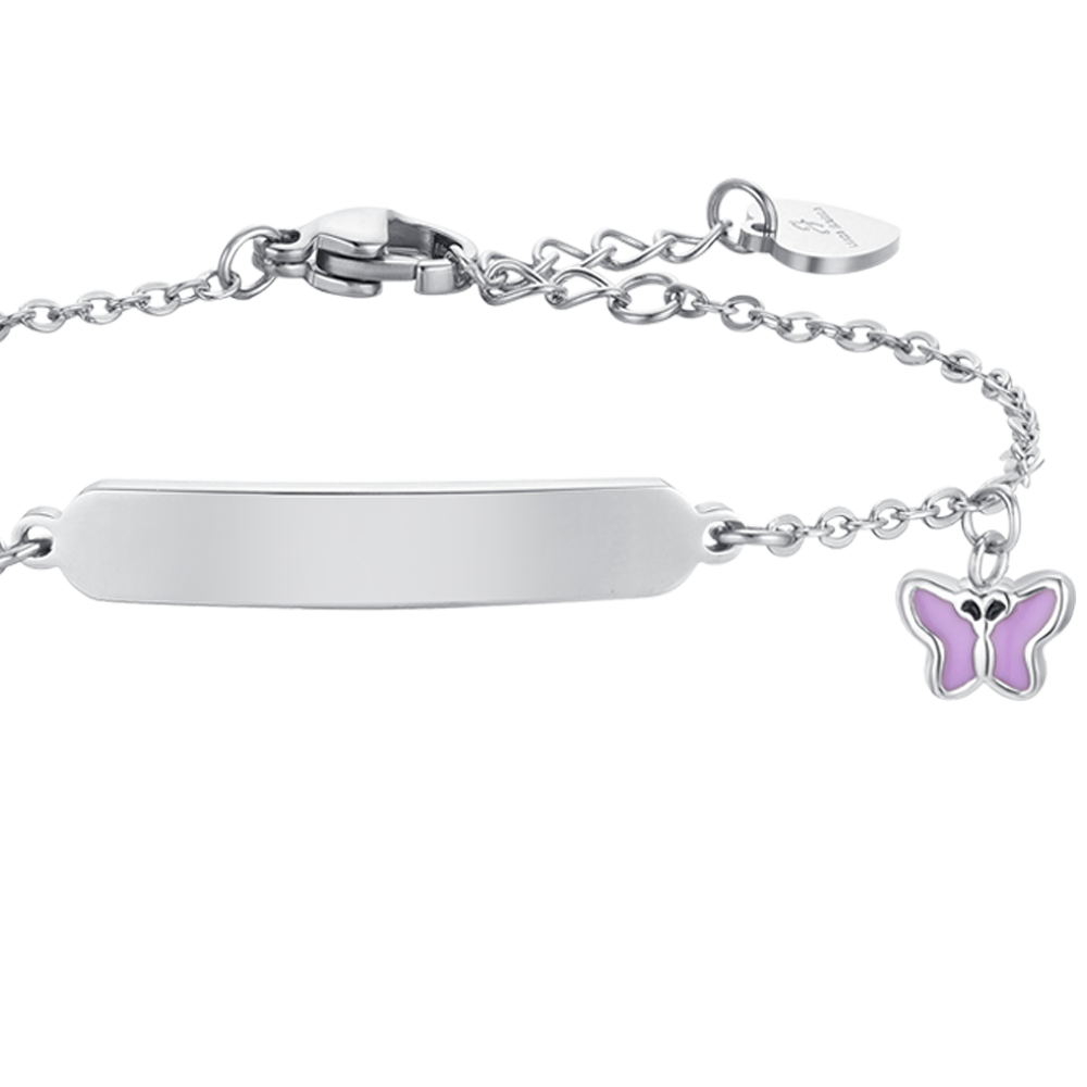 BRACCIALE BAMBINA IN ACCIAIO SMALTO VIOLA E PIASTRA Luca Barra