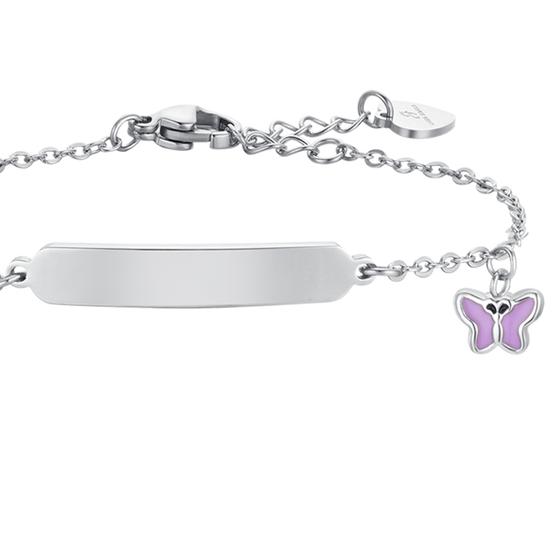 BRACCIALE BAMBINA IN ACCIAIO SMALTO VIOLA E PIASTRA Luca Barra