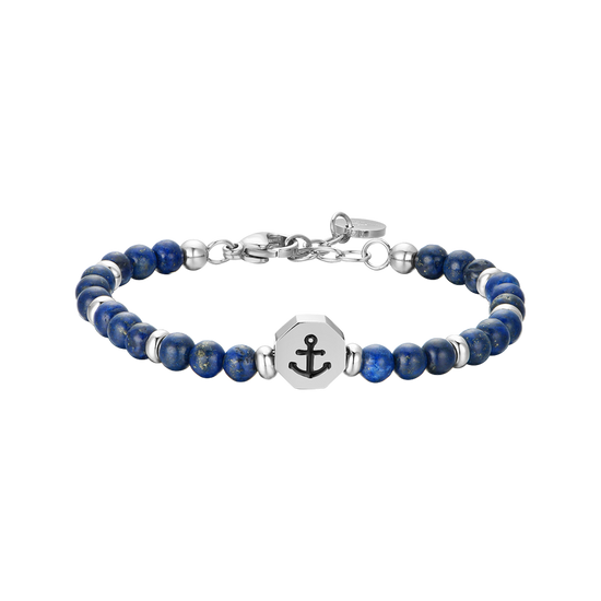 BRACCIALE BAMBINO IN ACCIAIO ANCORA CON PIETRE BLU