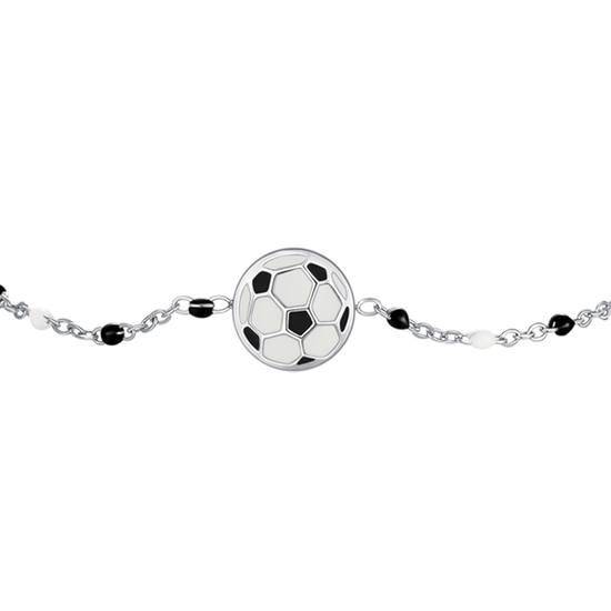 BRACCIALE IN ACCIAIO CON PALLONE E PIETRE NERE E BIANCHE