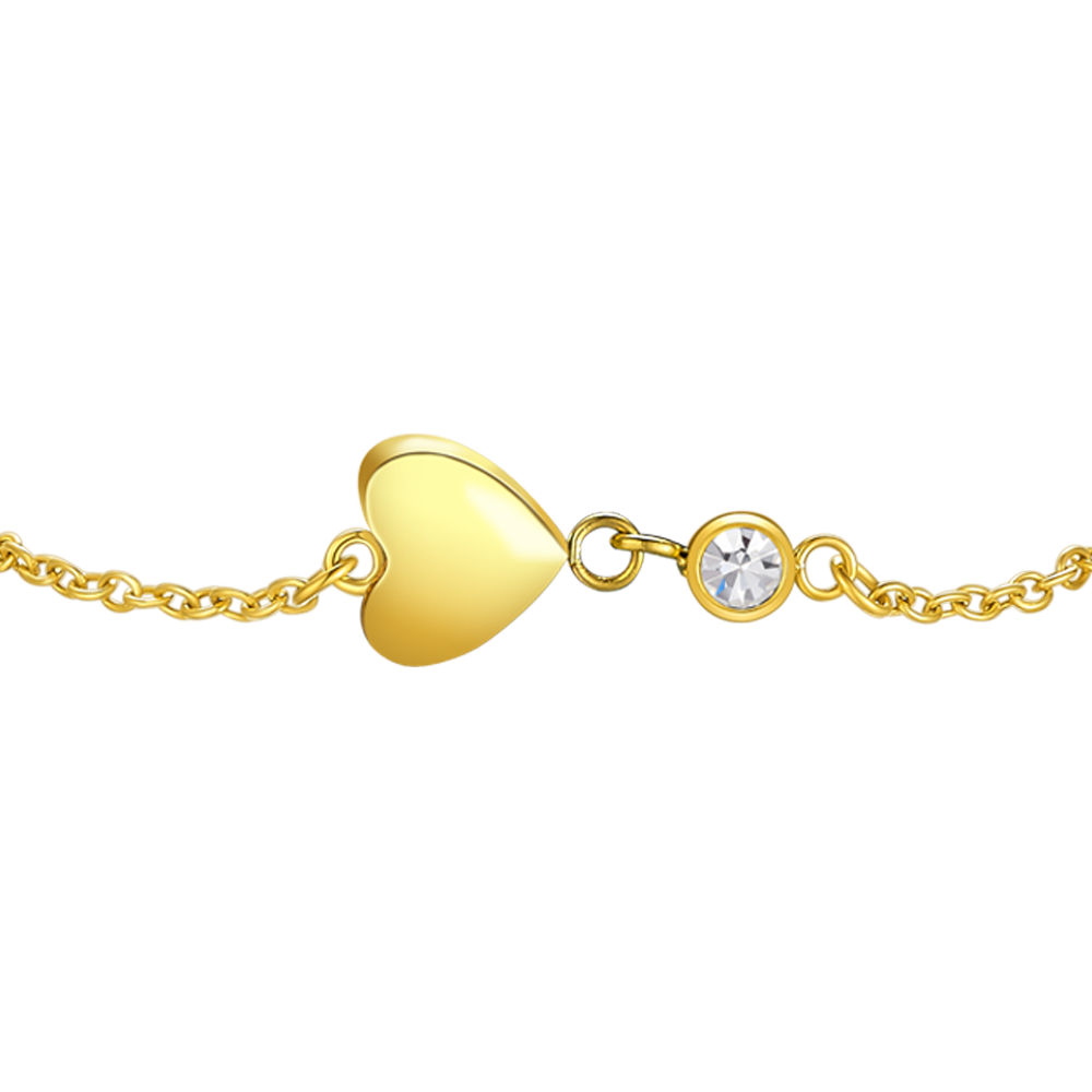 BRACCIALE IN ACCIAIO E  IP GOLD CON CUORE E CRISTALLO BIANCO